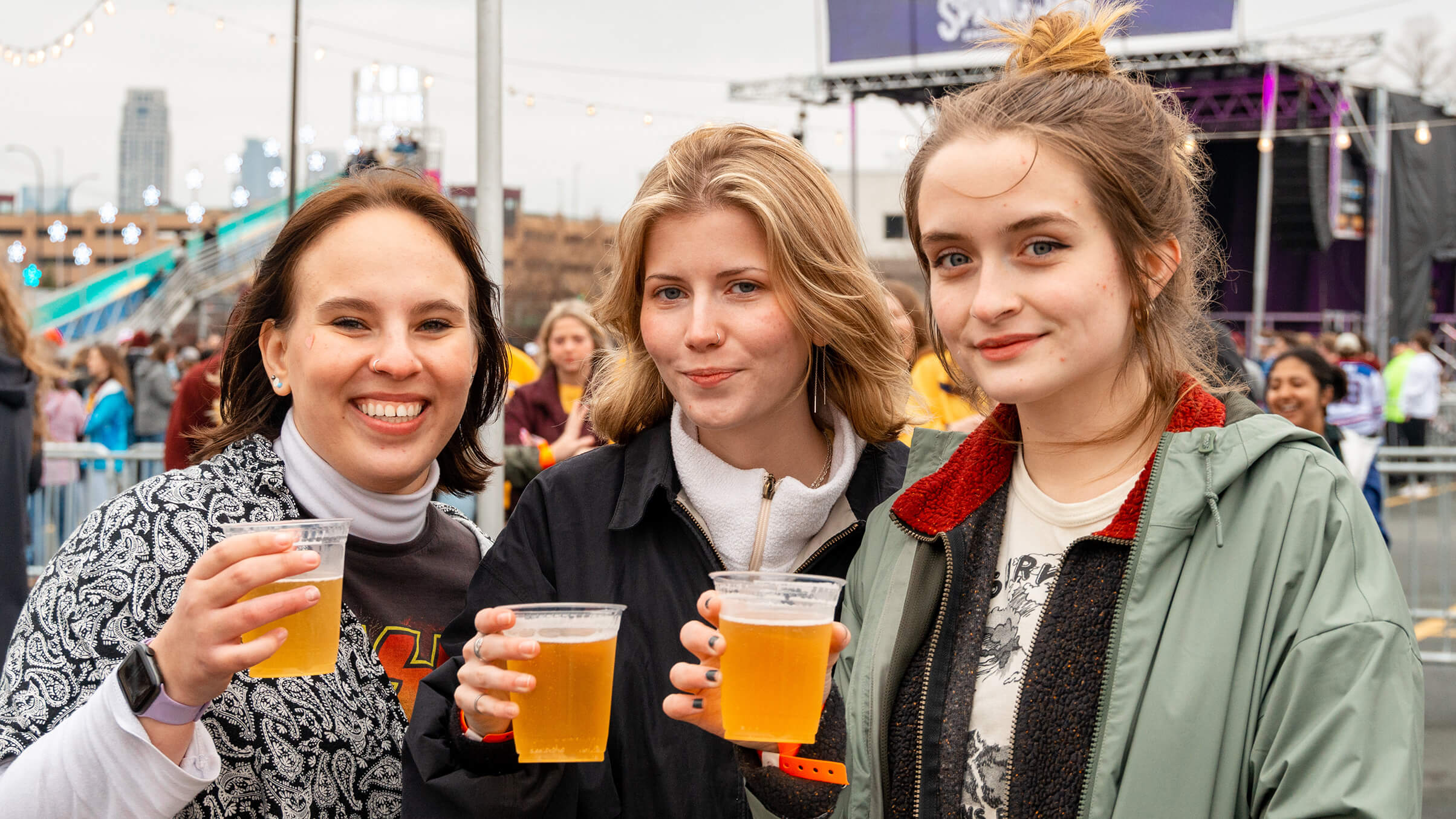 A photo of attendees in the beer garden